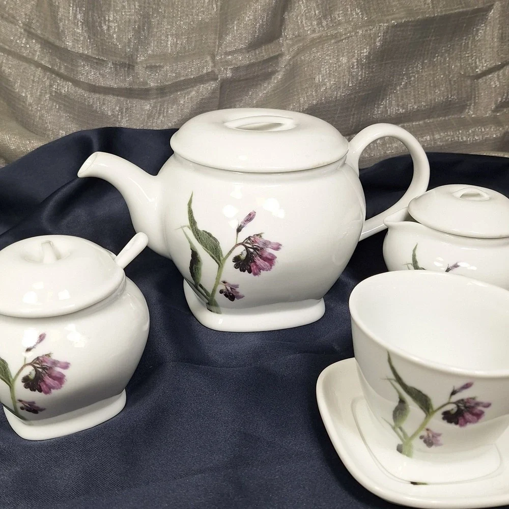 John Hinde‎ Wild Irish Flowers Tea Set Pot Cream Sugar Cup Saucer Spring Cottage